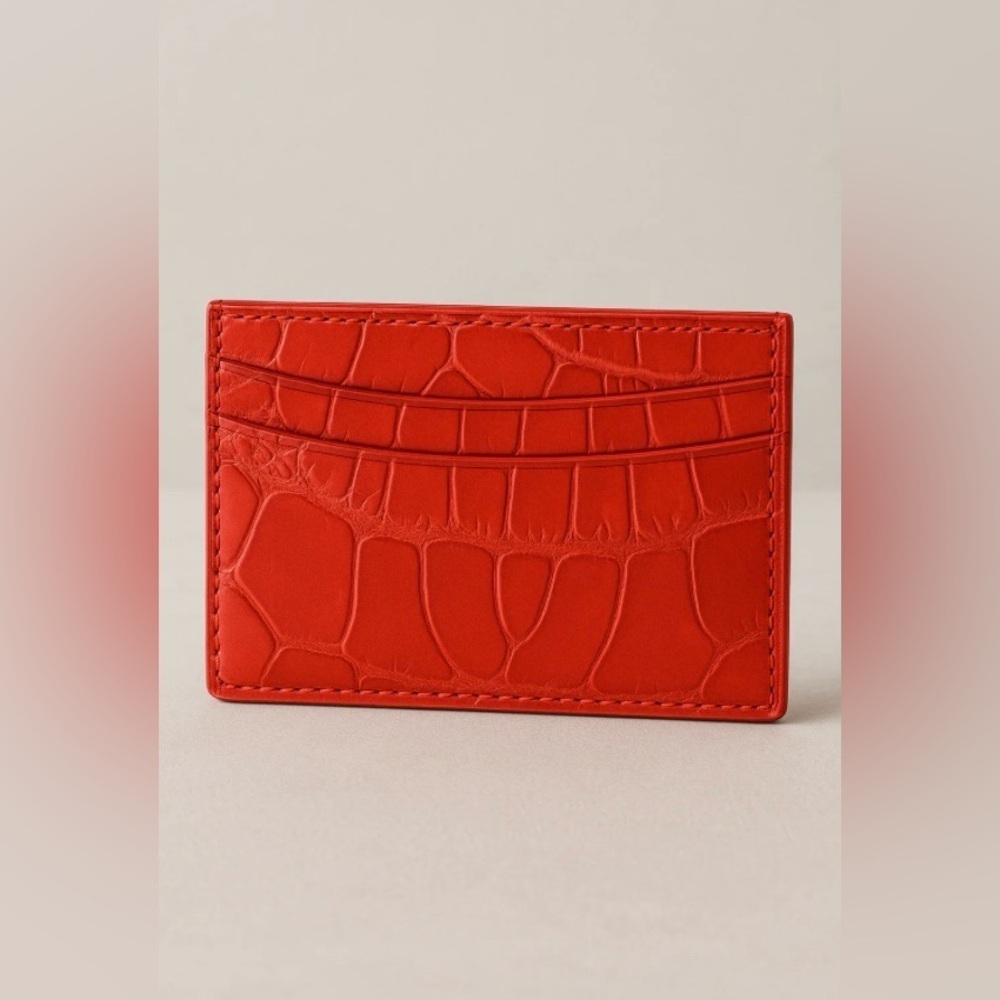 NEW Cape Cobra Genuine Crocodile Business Card Holder, Red
